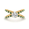 Load image into Gallery viewer, cross-band-round-cut-engagment-ring-with-emerald-yellow-gold-FD9890RORGEMGR-NL-YG_1b46c6a7-ff36-4148-ac0f-bb3be72e2ff1.jpg?v=1760525946