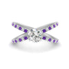 Load image into Gallery viewer, cross-band-round-cut-engagment-ring-with-purple-topaz-white-gold-FD9890RORGVITO-NL-WG_036dc99e-f168-4850-9ea6-47736bd34359.jpg?v=1760525946