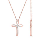 Load image into Gallery viewer, cross-design-pendant-with-diamond-in-rose-gold-FDPD10729-NL-RG