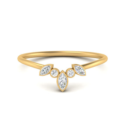 Crown Bezel Curved Band Ring