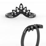 Load image into Gallery viewer, crown-v-stacking-diamond-wedding-band-in-black-gold-FD11456B-NL-BG