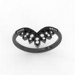 Load image into Gallery viewer, crown-v-stacking-diamond-wedding-band-in-black-gold-FD11456B-NL-BG