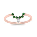 Load image into Gallery viewer, curved-crown-emerald-wedding-band-in-rose-gold-FD1046BGEMGRANGLE5-NL-RG.jpg?v=1766983852