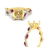 Load image into Gallery viewer, curved-vine-scalloped-semi-mount-pink-sapphire-engagement-ring-in-yellow-gold-fdenr11656rosmgsadrpiangle3-nl-yg.jpg?v=1770366105