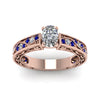 Load image into Gallery viewer, cushion-cut-antique-filigree-diamond-ring-with-blue-sapphire-in-14K-rose-gold-FDENS3543CURGSABLANGLE5-NL-RG_1b21ddb8-52a4-4c76-85b4-cf452c9c518e
