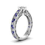 Load image into Gallery viewer, cushion-cut-antique-filigree-diamond-ring-with-blue-sapphire-in-950-platinum-FDENS3543CURGSABLANGLE2-NL-WG_4309e242-ea42-4aa9-8cf4-0abd4a9d5dd4