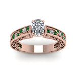 Load image into Gallery viewer, cushion-cut-antique-filigree-diamond-ring-with-emerald-in-14K-rose-gold-FDENS3543CURGEMGRANGLE5-NL-RG_73107833-ada3-4fb6-b0b9-4c4f5d152aef