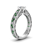 Load image into Gallery viewer, cushion-cut-antique-filigree-diamond-ring-with-emerald-in-14K-white-gold-FDENS3543CURGEMGRANGLE2-NL-WG_09bb8980-bb47-4a2d-921d-0a221a0a8be4
