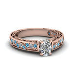 Load image into Gallery viewer, cushion-cut-antique-filigree-diamond-ring-with-ice-blue-topaz-in-14K-rose-gold-FDENS3543CURGICBLTO-NL-RG_ef814999-8ace-4557-97da-8d7391f371fa