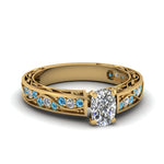 Load image into Gallery viewer, cushion-cut-antique-filigree-diamond-ring-with-ice-blue-topaz-in-14K-yellow-gold-FDENS3543CURGICBLTO-NL-YG_f7319d87-689b-4a8f-8cae-ce62153a992f