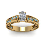 Load image into Gallery viewer, cushion-cut-antique-filigree-diamond-ring-with-ice-blue-topaz-in-14K-yellow-gold-FDENS3543CURGICBLTOANGLE5-NL-YG_95b86b08-1640-40f5-ade3-d246b6f47015