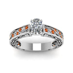 Load image into Gallery viewer, cushion-cut-antique-filigree-diamond-ring-with-orange-sapphire-in-14K-white-gold-FDENS3543CURGSAORANGLE5-NL-WG_d5a8c591-53b2-4a46-97ac-0cf922c8201f