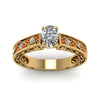 Load image into Gallery viewer, cushion-cut-antique-filigree-diamond-ring-with-orange-sapphire-in-14K-yellow-gold-FDENS3543CURGSAORANGLE5-NL-YG_274c1216-c864-4a8c-b3fe-64faa22c2a2e