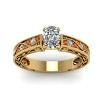 Load image into Gallery viewer, cushion-cut-antique-filigree-diamond-ring-with-orange-sapphire-in-14K-yellow-gold-FDENS3543CURGSAORANGLE5-NL-YG_274c1216-c864-4a8c-b3fe-64faa22c2a2e