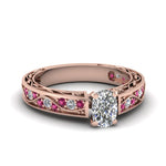Load image into Gallery viewer, cushion-cut-antique-filigree-diamond-ring-with-pink-sapphire-in-14K-rose-gold-FDENS3543CURGSADRPI-NL-RG_8e2620b0-1298-422e-9fd3-a6a78a997653