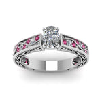 Load image into Gallery viewer, cushion-cut-antique-filigree-diamond-ring-with-pink-sapphire-in-14K-white-gold-FDENS3543CURGSADRPIANGLE5-NL-WG_2fb1017a-1bc4-45a9-8770-0238cc97c3b1