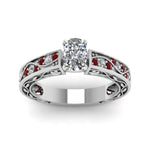 Load image into Gallery viewer, cushion-cut-antique-filigree-diamond-ring-with-ruby-in-14K-white-gold-FDENS3543CURGRUDRANGLE5-NL-WG_4263f240-3aa7-4f6a-8809-ba8adb91b7e8