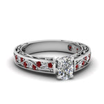 Load image into Gallery viewer, cushion-cut-antique-filigree-diamond-ring-with-ruby-in-950-platinum-FDENS3543CURGRUDR-NL-WG_0c080beb-c9ce-4dbf-a024-d5e9db024769