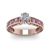Load image into Gallery viewer, cushion-cut-antique-filigree-diamond-ring-with-violac-topaz-in-14K-rose-gold-FDENS3543CURGVITOANGLE5-NL-RG_f2c776a3-b5cf-4b0a-bc50-2aaf72c8b86e