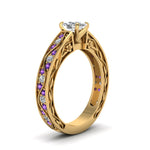 Load image into Gallery viewer, cushion-cut-antique-filigree-diamond-ring-with-violac-topaz-in-14K-yellow-gold-FDENS3543CURGVITOANGLE2-NL-YG_ca1d1de8-7bb0-49d2-8469-bb9d1b6aece5