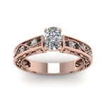 Load image into Gallery viewer, cushion-cut-antique-filigree-ring-with-black-diamond-in-14K-rose-gold-FDENS3543CURGBLACKANGLE5-NL-RG_0f6d487d-21df-40a7-8111-5a26ed2269d0