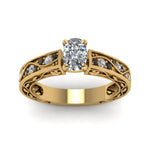 Load image into Gallery viewer, cushion-cut-antique-filigree-ring-with-black-diamond-in-14K-yellow-gold-FDENS3543CURGBLACKANGLE5-NL-YG_e0f8c7df-2536-4889-b40e-63178283ffd8