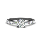 Load image into Gallery viewer, Thin Band Cushion Engagement Ring With Baguette