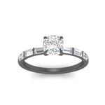 Load image into Gallery viewer, Thin Band Cushion Engagement Ring With Baguette