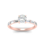Load image into Gallery viewer, Thin Band Cushion Engagement Ring With Baguette