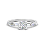 Load image into Gallery viewer, Thin Band Cushion Engagement Ring With Baguette