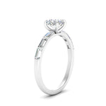 Load image into Gallery viewer, Thin Band Cushion Engagement Ring With Baguette