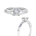 Load image into Gallery viewer, Thin Band Cushion Engagement Ring With Baguette
