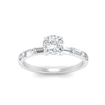 Load image into Gallery viewer, Thin Band Cushion Engagement Ring With Baguette