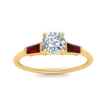 Load image into Gallery viewer, cushion-cut-bar-baguette-3-stone-ruby-engagement-ring-in-FDENS100CURGRUDR-NL-YG