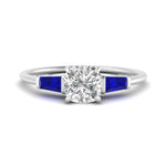 Load image into Gallery viewer, cushion-cut-bar-baguette-3-stone-sapphire-engagement-ring-in-FDENS100CURGSABL-NL-WG