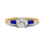 Load image into Gallery viewer, cushion-cut-bar-baguette-3-stone-sapphire-engagement-ring-in-FDENS100CURGSABL-NL-YG