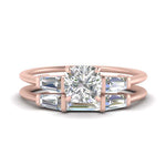 Load image into Gallery viewer, cushion-cut-bar-set-diamond-ring-with-matching-3-baguette-wedding-band-in-rose-gold-FDENS100CU-NL-RG