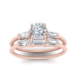 Load image into Gallery viewer, cushion-cut-bar-set-diamond-ring-with-matching-3-baguette-wedding-band-in-rose-gold-FDENS100CUANGLE5-NL-RG