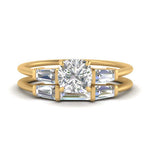 Load image into Gallery viewer, cushion-cut-bar-set-diamond-ring-with-matching-3-baguette-wedding-band-in-yellow-gold-FDENS100CU-NL-YG