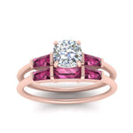 Load image into Gallery viewer, cushion-cut-bar-set-pink-sapphire-ring-with-matching-3-baguette-wedding-band-in-rose-gold-FDENS100CUGSADRPIANGLE5-NL-RG