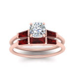 Load image into Gallery viewer, cushion-cut-bar-set-ruby-ring-with-matching-3-baguette-wedding-band-in-rose-gold-FDENS100CUGRUDRANGLE5-NL-RG
