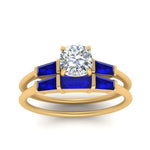 Load image into Gallery viewer, cushion-cut-bar-set-sapphire-ring-with-matching-3-baguette-wedding-band-in-yellow-gold-FDENS100CUGSABLANGLE5-NL-YG