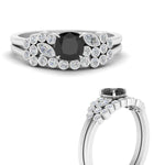 Load image into Gallery viewer, cushion-cut-cluster-black-diamond-wedding-ring-set-in-white-gold-FDENS3110CUGBLACK-NL-WG.jpg