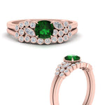 Load image into Gallery viewer, cushion-cut-cluster-emerald-wedding-ring-set-in-rose-gold-FDENS3110CUGEMGR-NL-RG.jpg