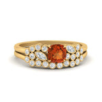 Load image into Gallery viewer, cushion-cut-cluster-orange-sapphire-wedding-ring-set-in-yellow-gold-FDENS3110CUGSAOR-NL-YG.jpg