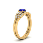 Load image into Gallery viewer, cushion-cut-cluster-sapphire-wedding-ring-set-in-yellow-gold-FDENS3110CUGSABL-NL-YG.jpg