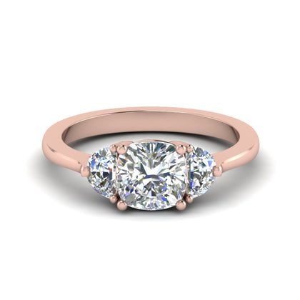 Half Moon 3 Stone Wedding Engagement Ring