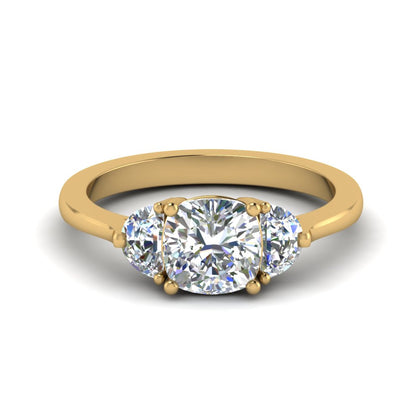 Half Moon 3 Stone Wedding Engagement Ring