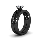 Load image into Gallery viewer, cushion-cut-filigree-single-stone-diamond-wedding-ring-set-in-black-gold-FDENS3289CUANGLE2-NL-BG.jpg?v=1763371053