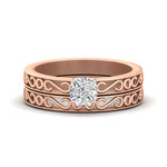 Load image into Gallery viewer, cushion-cut-filigree-single-stone-diamond-wedding-ring-set-in-rose-gold-FDENS3289CU-NL-RG.jpg?v=1763371053